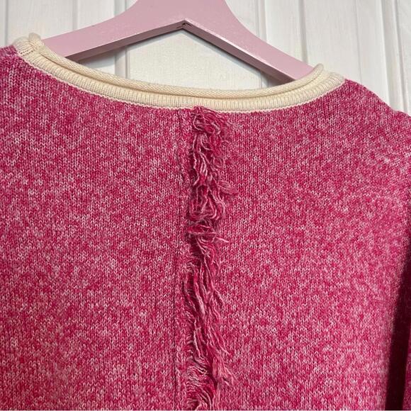 JODIFL Heathered Hot Pink & Cream Sweater with Ragland Back Center Seam | Large - Picture 8 of 10
